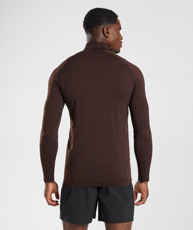 Men's Gymshark Vital Light 1/4 Zip Sweatshirts Dark Brown | CA N158A7